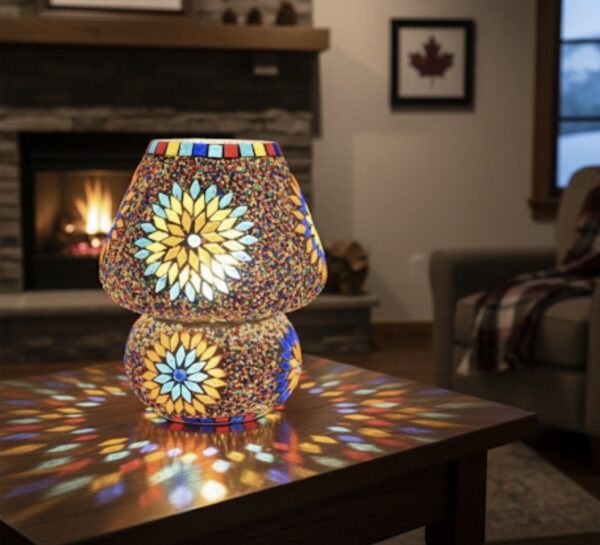 Stained Glass Mosaic Mushroom Lamp