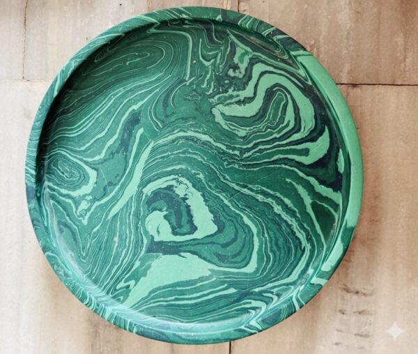 Emerald Swirl Decorative Round Tray