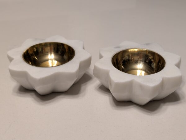 Hand-Carved Marble Diya Holders