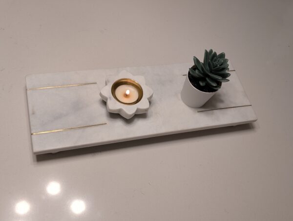 Luxe Marble & Brass Inlay Tray