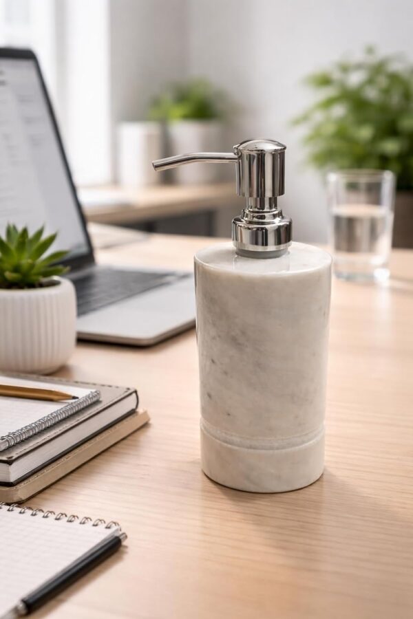 Natural Marble Soap Dispenser with Stainless Steel Pump