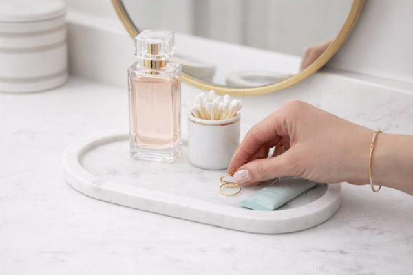 Natural White Marble Oval Tray