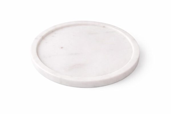 White Marble Round Tray for Home and Kitchen Decor
