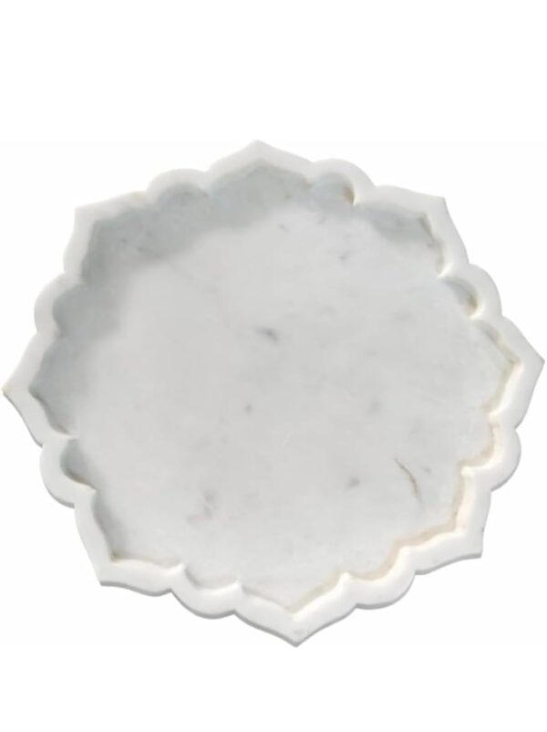White Marble Serving Tray with Scalloped Edge